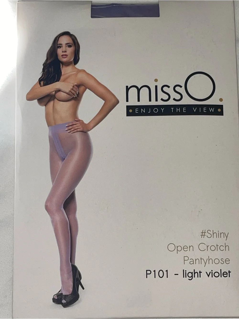 2pr MISS O P101 Shiny White & Light Violet Pantyhose Sz: L/XL SKU: 0914-13